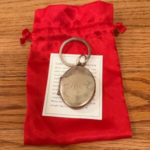 Vintage Red Envelope Sterling Silver Locket Keychain with Monogram